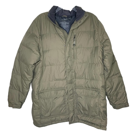 L.L. Bean Jackets & Blazers - L.L. Bean Goose Down Brown Beige Hooded Puffer Jacket Winter Coat Large